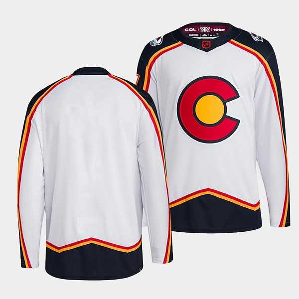 Men%27s Colorado Avalanche Blank White 2022-23 Reverse Retro Stitched Jersey->dallas stars->NHL Jersey